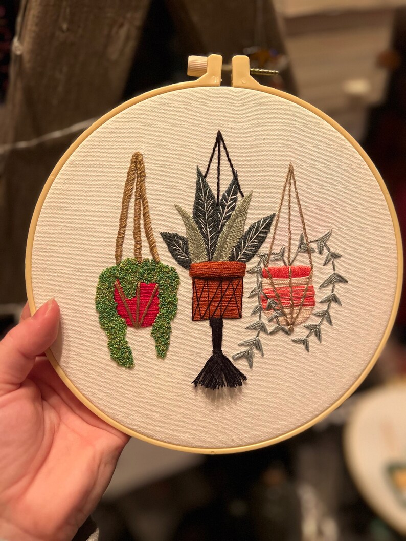 Hanging Plant Embroidery Art / Wall Art / String of Pearls / Etsy