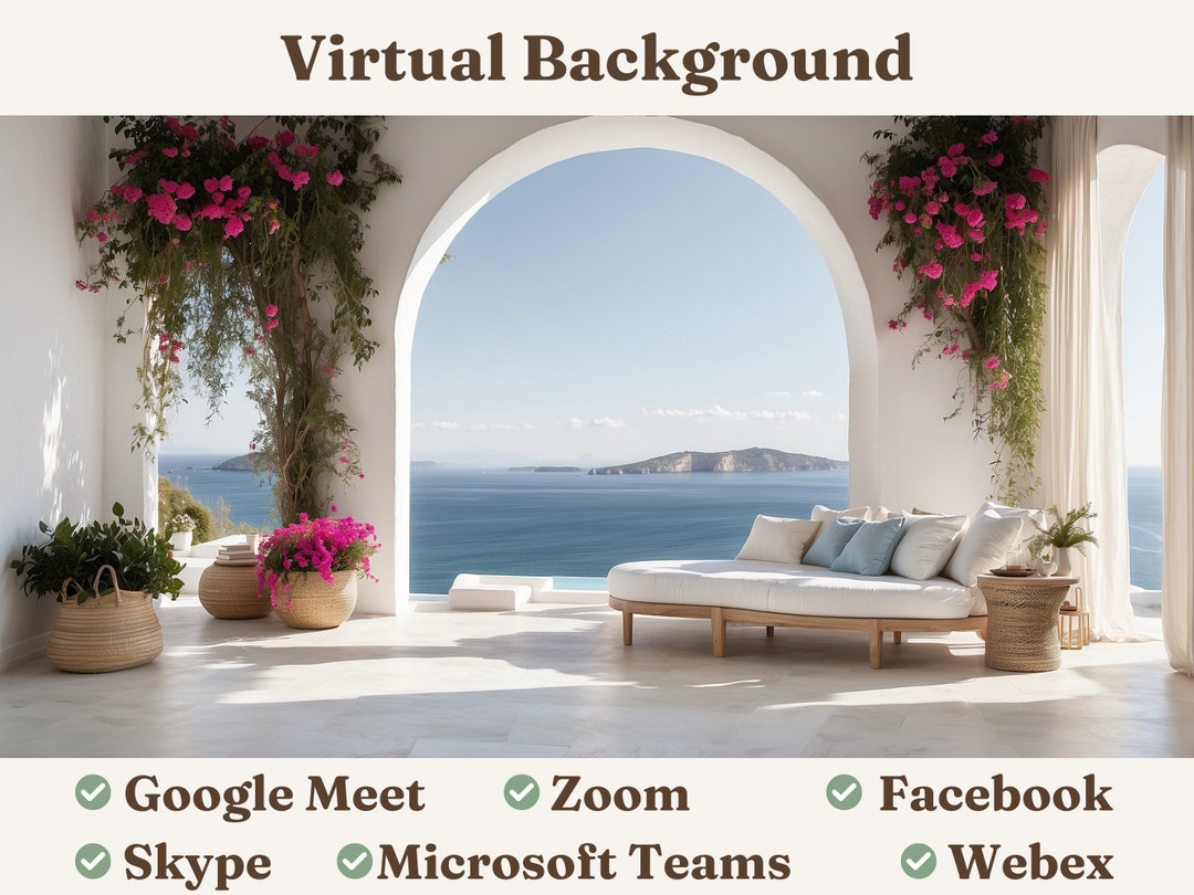 Greek Isle Resort Virtual Background | HD Quality | Personalize Your ...