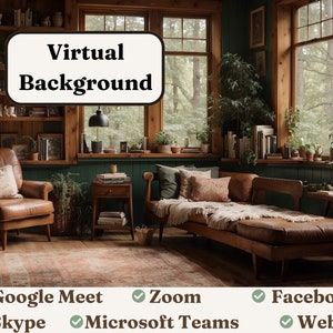 Virtual Background - Forest Cabin Den | HD Quality | Personalize Your Video Calls with Stylish Backdrops | Easy to Use Remote Work Solution
