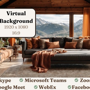 Virtual Background - Cozy Fall Lodge | HD Quality | Personalize Your Video Calls with Stylish Backdrops | Easy to Use Remote Work Solution