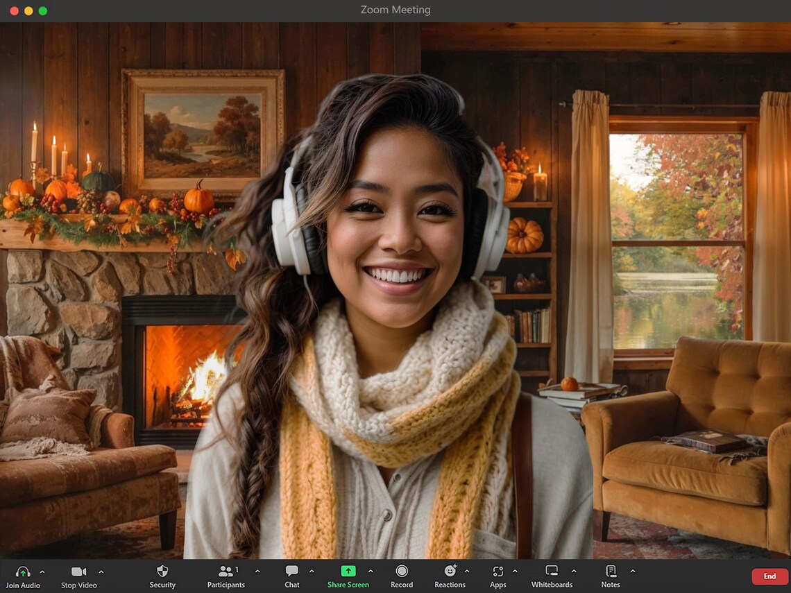 ANIMATED Cozy Thanksgiving Cabin Background Video Loop, Fall Streaming ...
