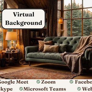 Virtual Background - Warm Woodland Cabin | HD Quality |Personalize Your Video Calls with Stylish Backdrops |Easy to Use Remote Work Solution
