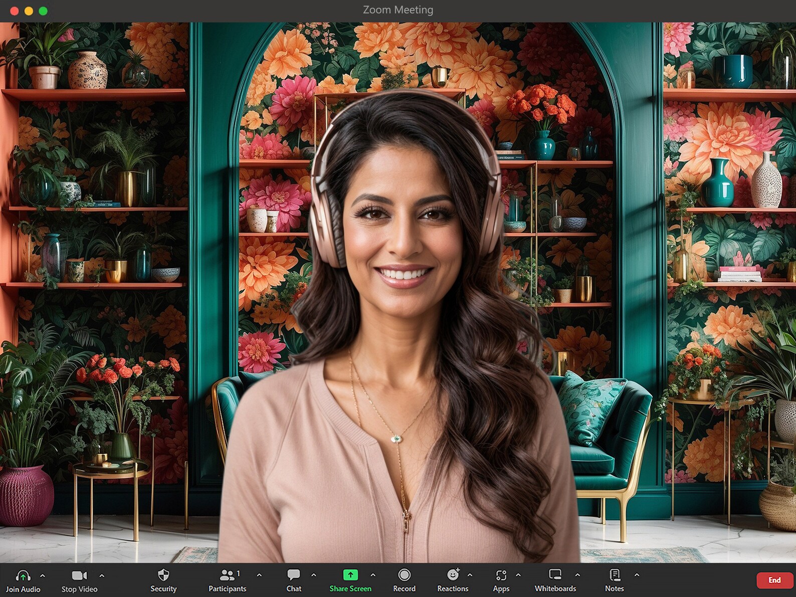 Maximalist Floral Virtual Background HD Quality Personalize Your Video ...