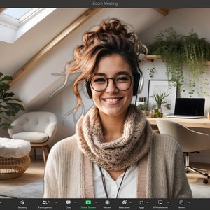 Virtual Background - Cozy Bright Attic | HD Quality | Personalize Your Video Calls with Stylish Backdrops | Easy to Use Remote Work Solution