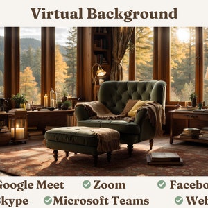 Virtual Background - Cabin Reading Nook | HD Quality | Personalize Your Video Calls with Stylish Backdrops |Easy to Use Remote Work Solution