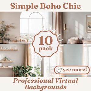 10 Simple Boho Chic Professional Virtual Background Bundle | HD Quality | Personalize Your Video Calls | Easy to Use Remote Work Solution