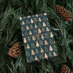 Gold Christmas Tree Holiday Wrapping Paper