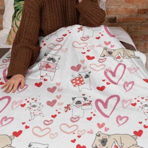Pug Heart Blanket, gift for her, Valentines gift,valentines day,birthday gift,gift for child, blanket,pug,pug gift,pugs,valentine gift,dog