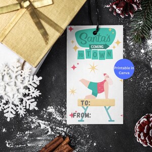 Gymnastics santa gift tags,christmas gift tags,digital, printable,Canva print,gift tags,gymnastics gift,christmas gift tags,gymnastics,santa