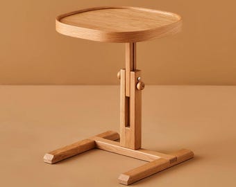 Height Adjustable Side Table, Wooden Coffee Table, Computer Stand