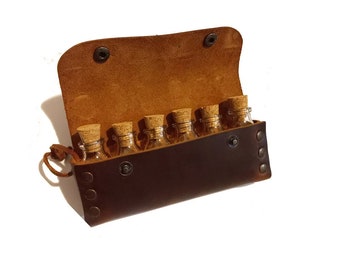 Leather Camping Spice Rack Set, Outdoor Equipment, Caravan Materials, Picnic Accessories, Kitchen Utensils, Leather Gift, Leather Cover