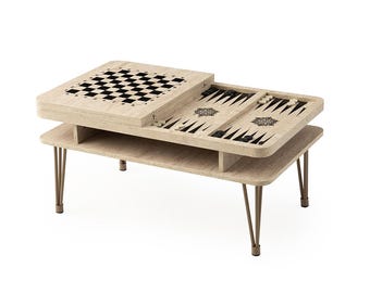 Coffee Table With Backgammon, Magic Coffee Table for Home and Office, Game Board for Gaming Venuesöcç, Chess Board