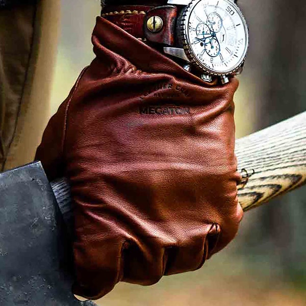 Elegant Leather Bushcraft Gloves, Camping Gloves, Handsaving Materials, Outdoor Wear, Lumberjack Glove, Gift for Him, Fathers’ Day Gift