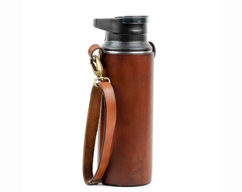 Étui en cuir pour tasse de voyage, housse thermos de camping, accessoire de camping, vêtements d’extérieur, cadeau pour elle, cadeau pour lui, cadeau d’anniversaire, cadeau de Noël