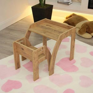 Child Activity Desk and Chair Set, Wooden Study Desk, Play Desk for Kids, Playroom Accessory, for Kindergardens, Birthday Gift,Gift for Kids