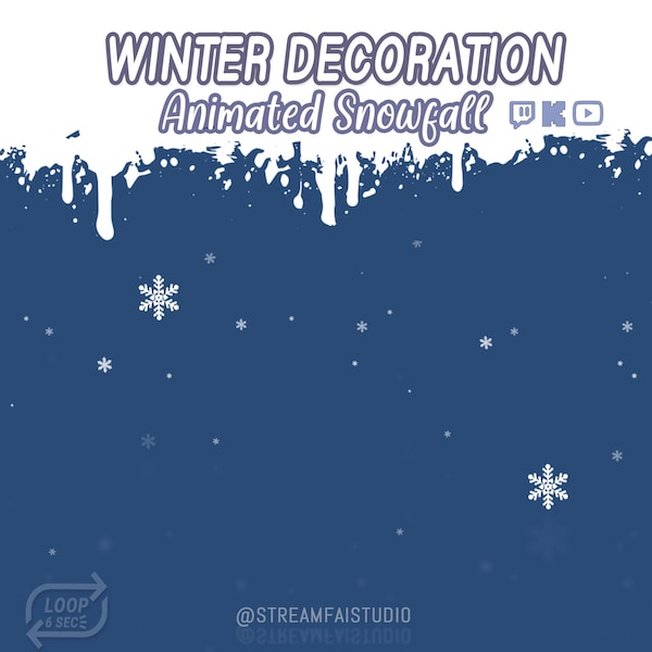 Animated Decoration Snowfall Overlay Loop, Cozy Twitch Overlay, Christmas animation | Winter Christmas Season