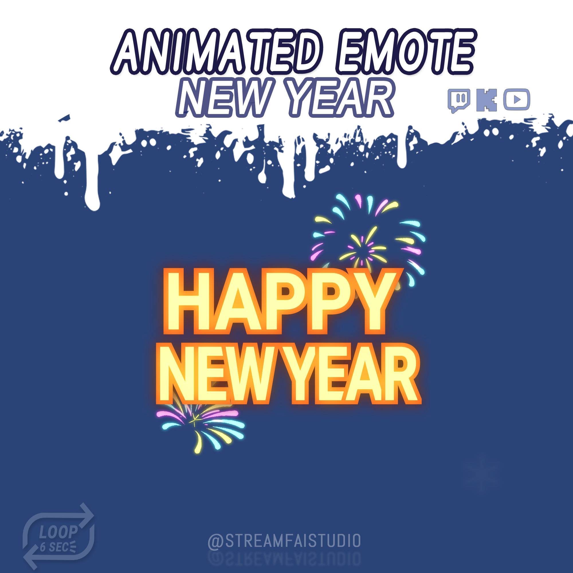 Animated Emote Overlay, Alert Happy New Year, Fireworks Emotes, 2024