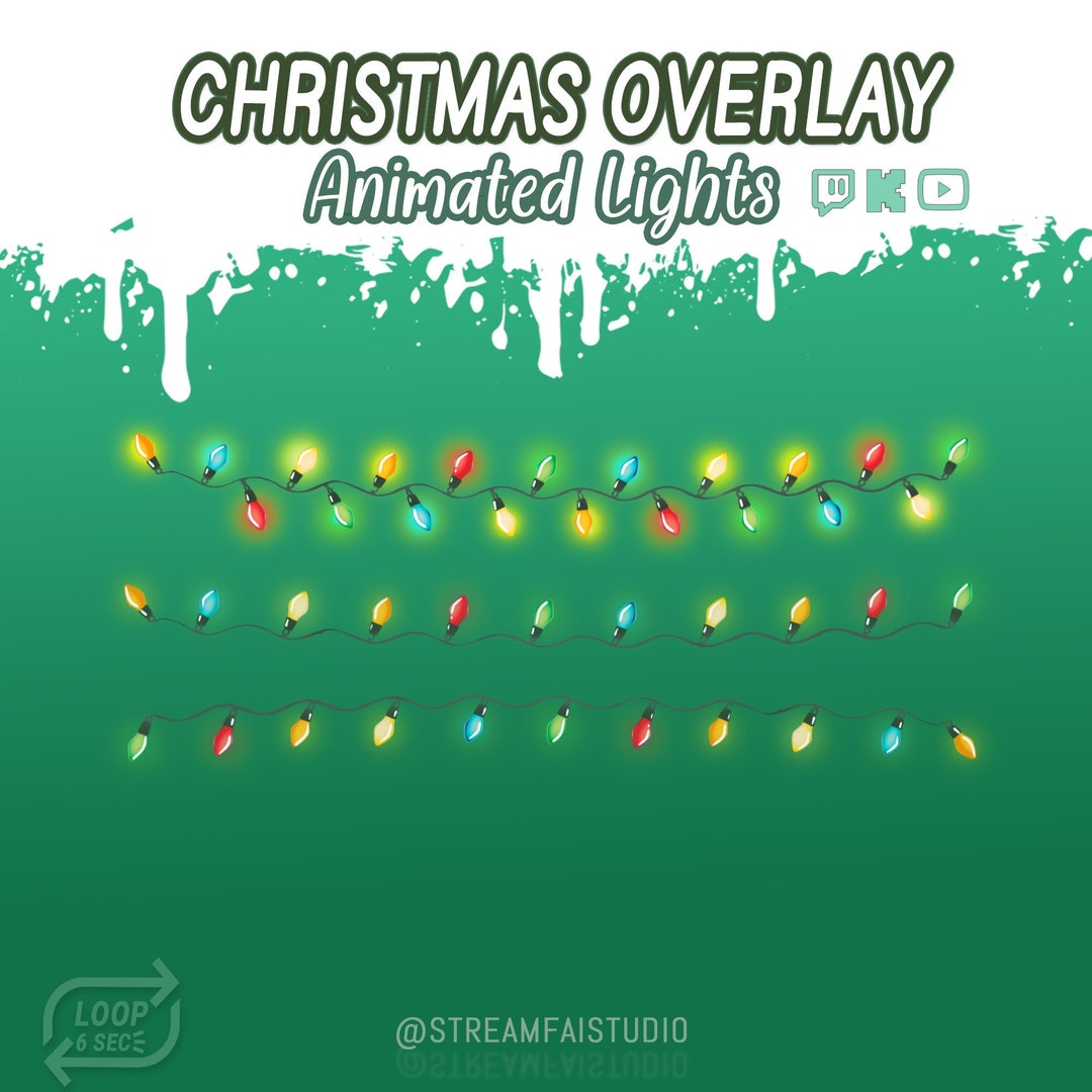 Animated Decoration Christmas Lights Overlay Loop, Cozy Twitch Overlay