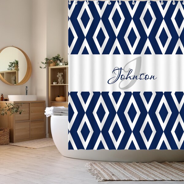 Monogrammed Shower Curtain Etsy