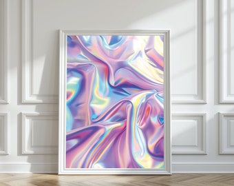 Holographic A3 Poster Print, Design Poster, Printable Art, Digital Download Print, Abstract Wall Art, Instant Download