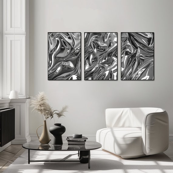 DIN A3 Poster-Serie im Metallic-Look, sofortiger Download, Druckbare Kunst, digitaler Download Druck, chromatic, abstrakte Wandkunst