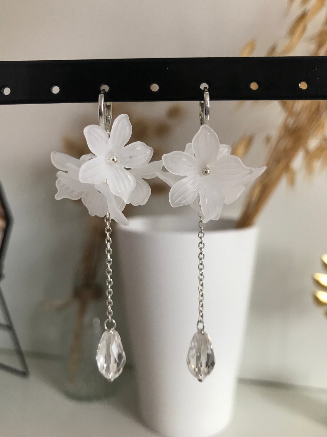 Flower Adjustable Earrings Blanc 1