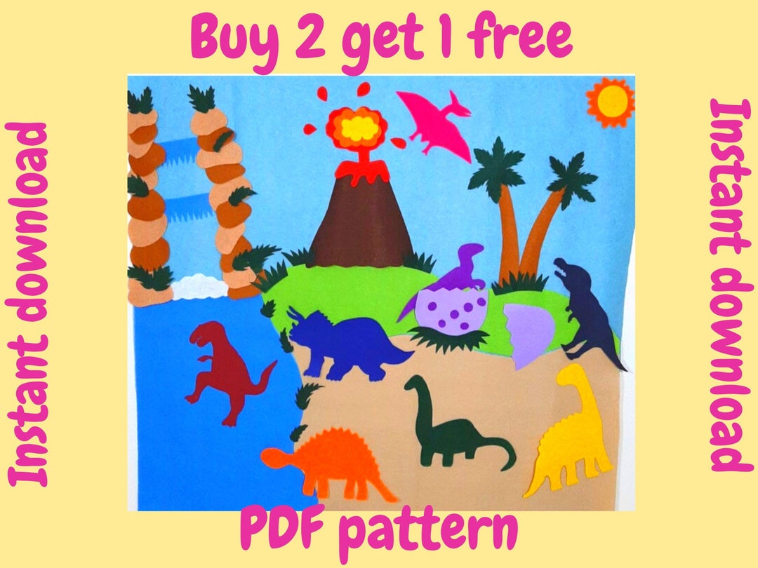 Pattern for Dinosaur Felt Board // Felt Dinosaur // Diy Felt Etsy