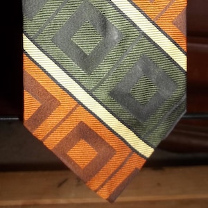 Vintage Men&#39;s Montgomery Ward Necktie 53x3.75 Olive/Rust Super 70s