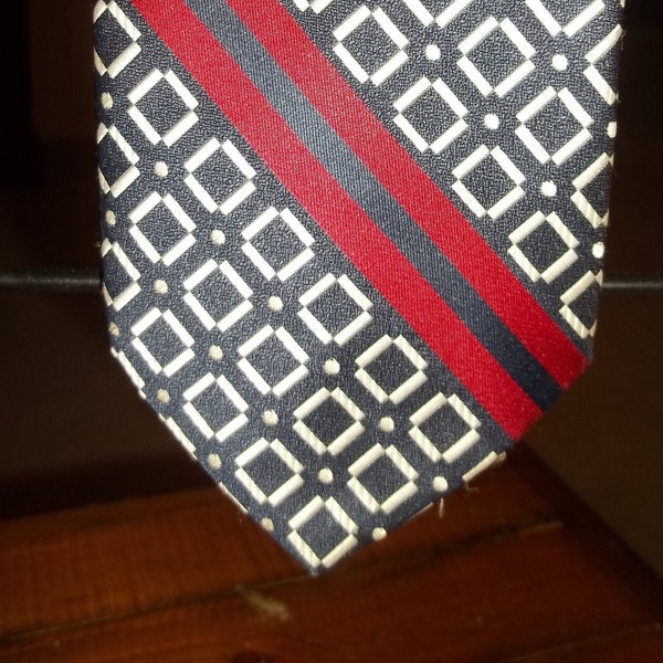 Vintage Men's Polyester Super Funky Tie WIDE 55x4 Retro Fabulous Navy/Red AMAZING condition