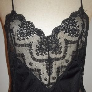 Vintage 1980s Super Sexy Lacy Black Nylon JC Penney Teddy Size 16-18