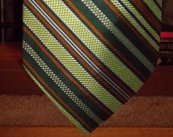 Vintage 40s/50s Men's Acetate Necktie Green Stripes 56x4