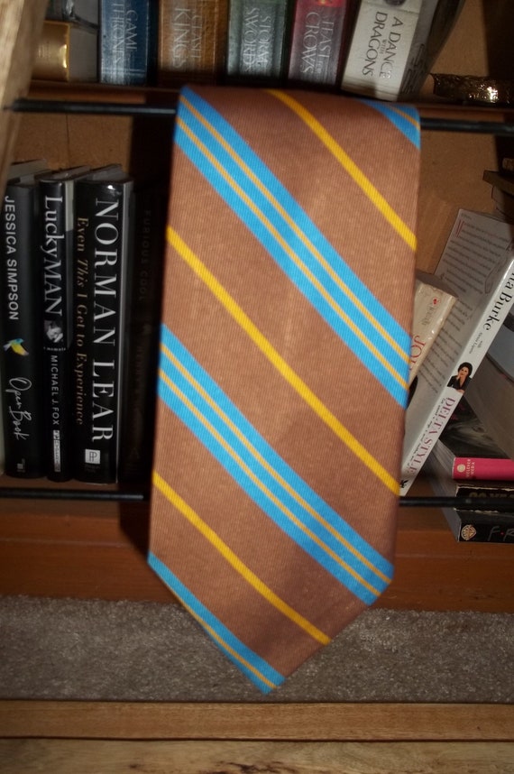 Vintage 40s/50s Men's Striped Necktie Tie Brown/Te