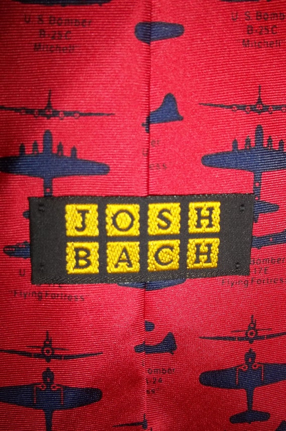 Vintage Y2K Josh Bach Men's Silk Necktie Tie Red … - image 9