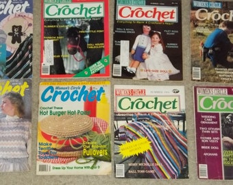 Lot of 8 Vintage 1980s Women's Circle Crochet Magazines Great Shape!