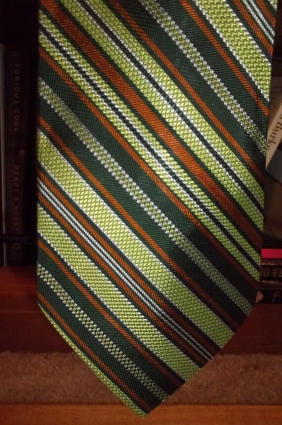 Vintage 40s/50s Men's Acetate Necktie Green Stripe