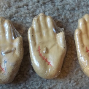 Lot of 3 Vintage Ganz Halloween Floating Severed Hand Candles 2.75&quot; Super Cool Super Creepy