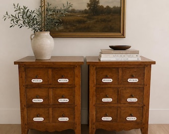 Pair of Antique French Apothecary Nightstands/ Cabinets
