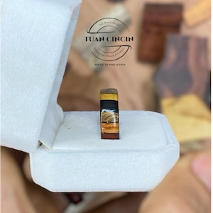 Emperor's Band Ring: Exotic Wood & Antler Inlay, 16 Elements Nature Masterpiece