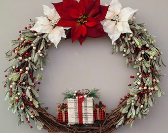 ヤドリギのパーソナライズされたクリスマスリース - Etsy 日本