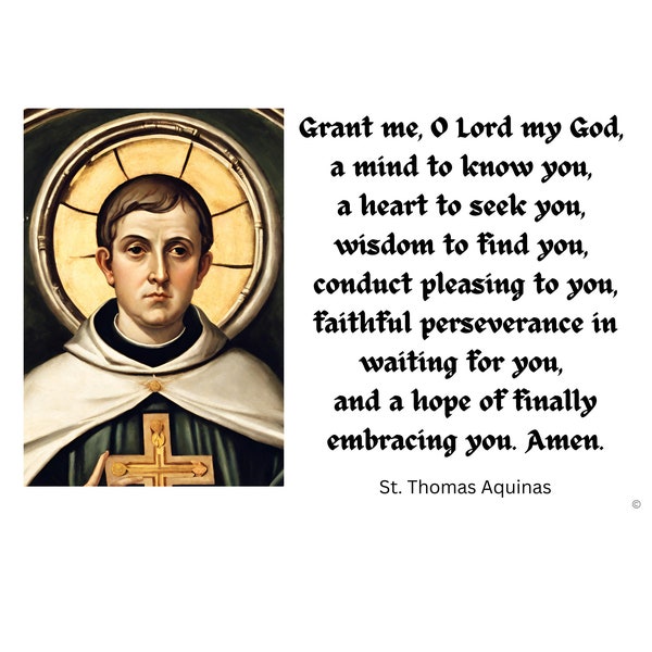 Saint Thomas Aquinas Window Mirror Static Cling Catholic Prayer Quote