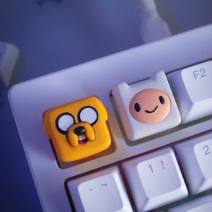 Teclas de dibujos animados, teclas artesanales personalizadas, teclas lindas para teclados mecánicos, Cherry MX, regalos, teclas pintadas a mano