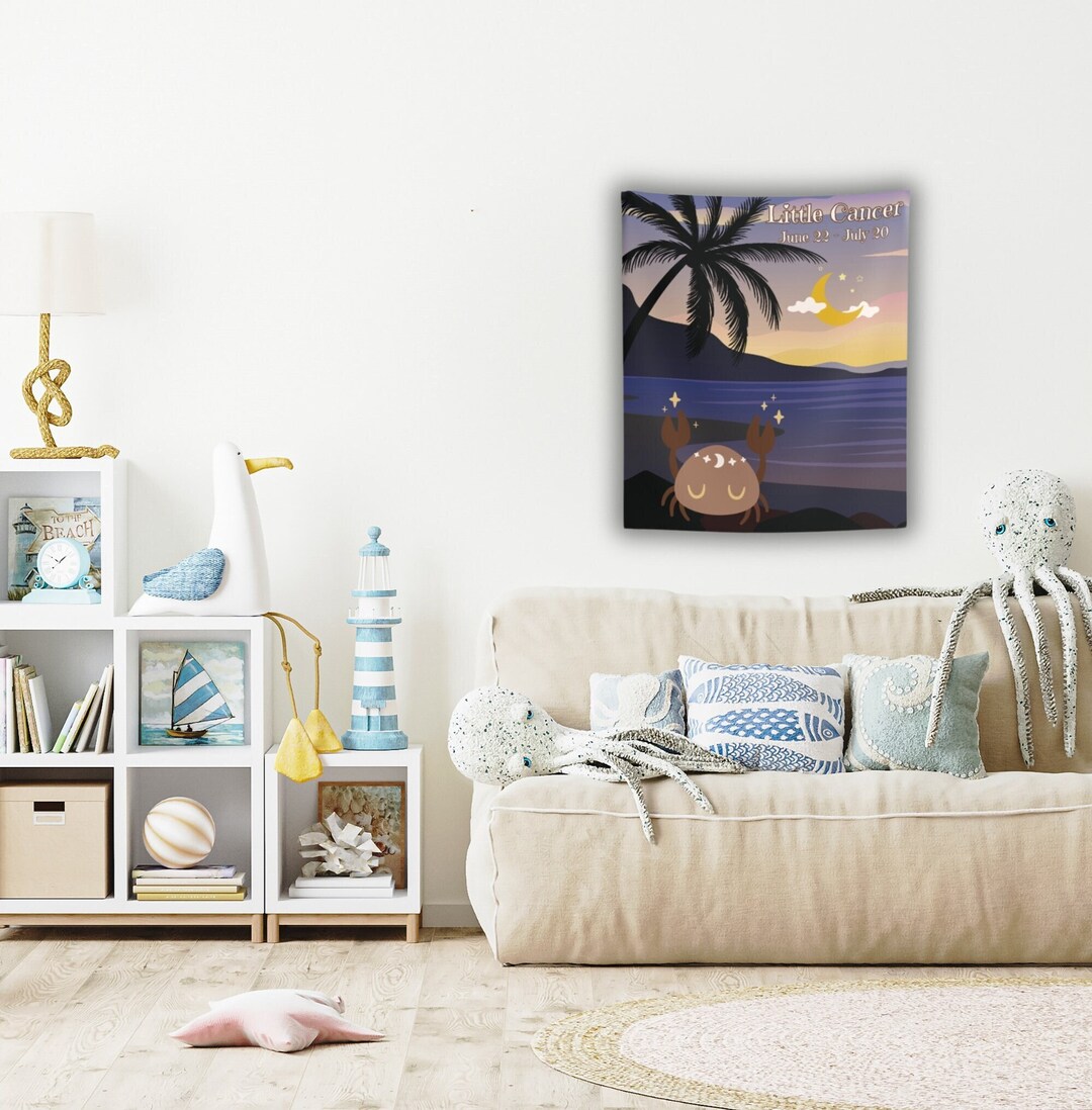 Whimsical Cancer Zodiac Crab Child's Tapestry - Nursery Decor or ...