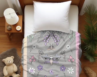 Creepy Creature Pastell Goth Samt Plüschdecke, Kinder Goth Schlafzimmer Dekor, Witchy Baby Shower Geschenk, Süße Goth Decke, Witchy Decor