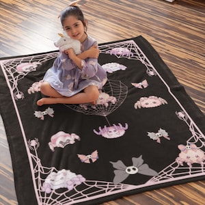 Creepy Cute Comfort: Goth Spider Minky Baby Blanket for your Alternative Baby, Child&#39;s Spider Blanket, Gothic Nursery Decor, Gothic Blanket