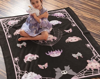 Creepy Cute Comfort: Goth Spider Minky Baby Blanket for your Alternative Baby, Child's Spider Blanket, Gothic Nursery Decor, Gothic Blanket