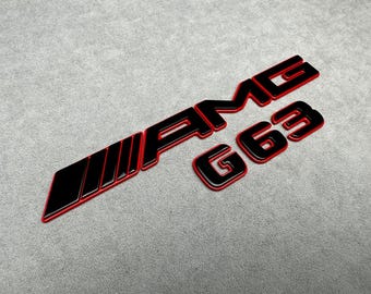 AMG G63-embleem achteraan zwart met rode omtrek voor Mercedes Benz G-klasse