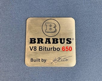 Brabus V8 Biturbo 650 Engine Plaque Badge for Mercedes Benz