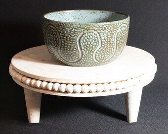 Handmade pottery bowl from speckled brownstone clay.