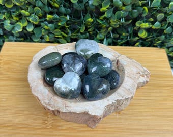 Moss Agate Mini Heart | Intuitively Chosen | Balance & Wellness