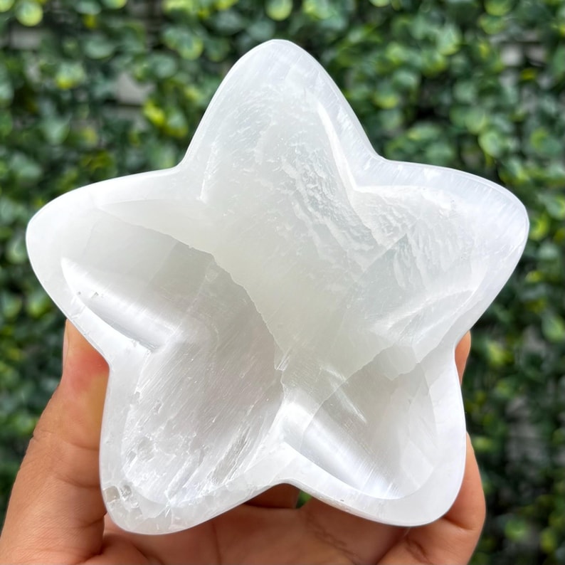 Satin Spar Bowl 4 in. | Medium Selenite Bowl | Cleansing and Spiritual Growth Star